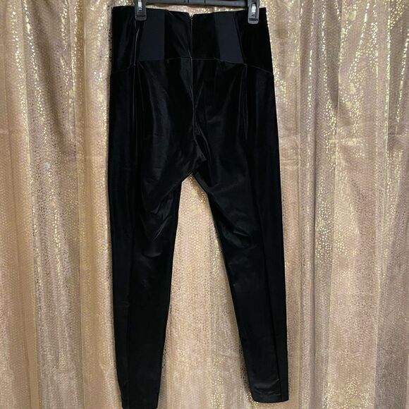 Guess By Marciano High Waisted Myera Reflective Wet Look Black Pants Large - Picture 2 of 12
